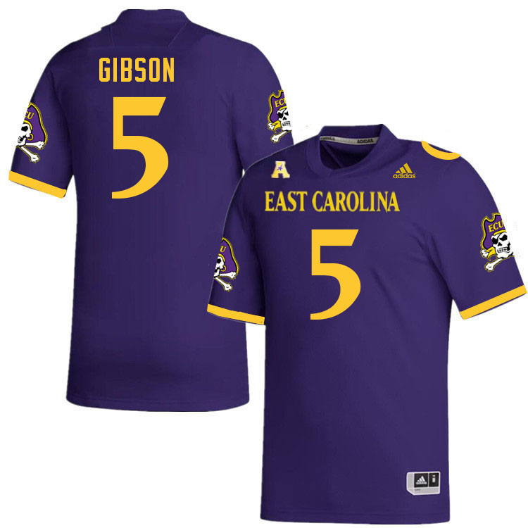 Men #5 Gavin Gibson ECU Pirates College Football Jerseys Stitched-Purple